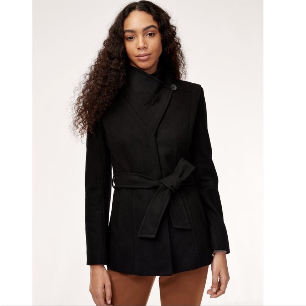 Babaton Spencer Black Wool and Cashmere Coat